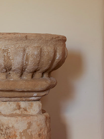 CARVED STONE BAPTISMAL FOUNTAIN