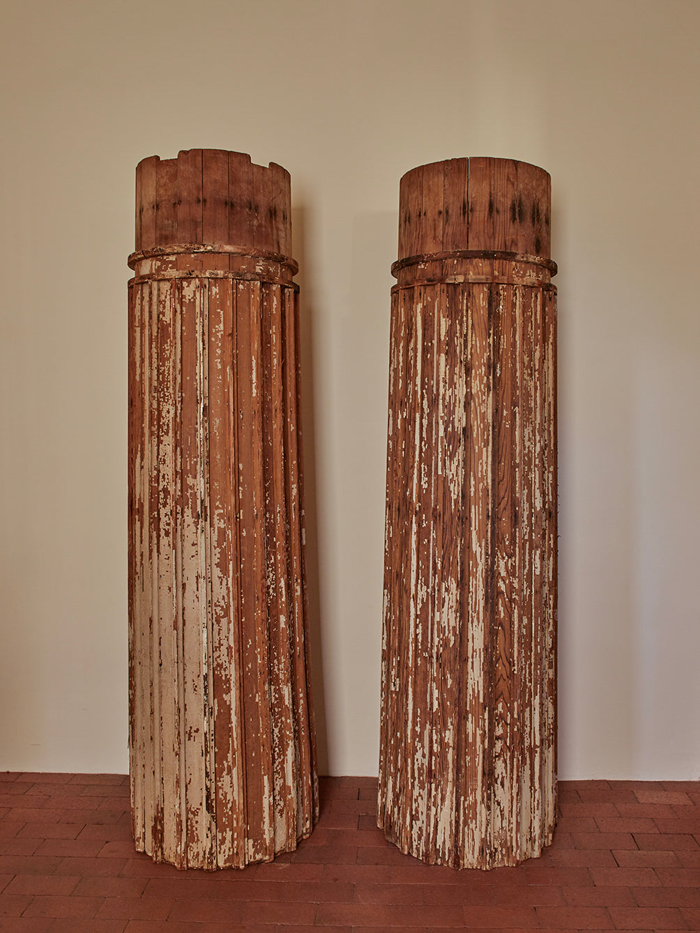 PAIR OF GREEK INSPIRED WOOD COLUMNS
